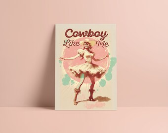 Taylor Cowboy Like Me Digital Print, Retro Aesthetic, Red Girly Wall Art, Preppy Wall Art, Dorm Room Decor Wall Art, Swiftie Gift