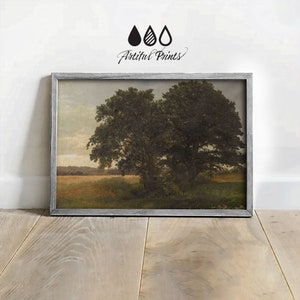 Antique Rustic Muted Landscape Painting, 19th Century Vintage Neutral Wall Art, Rustic Farm House Décor, PRINTABLE Digital Download 003