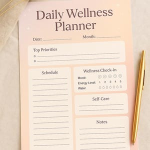 Agenda bien-être hebdomadaire et quotidien | PDF imprimable sur les soins personnels et les habitudes de vie
