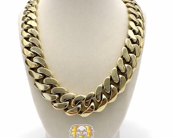 14K Gold Miami Cuban Link Chain - Stainless Steel Necklace - SmirkGoldGrillz & Jewelry Exclusive!