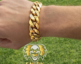 14K Gold Miami Cuban Link Bracelet - Stainless Steel Bracelet - SmirkGoldGrillz & Jewelry Exclusive!