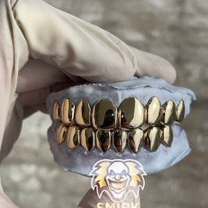 Gold Grillz 10K-18K SOLID GOLD Miami Perm Cuts Style! Pullout Gold Grillz Made To Look Perm!