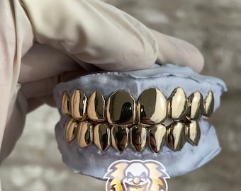 Gold Grillz 10K-18K SOLID GOLD Miami Perm Cuts Style! Pullout Gold Grillz Made To Look Perm!