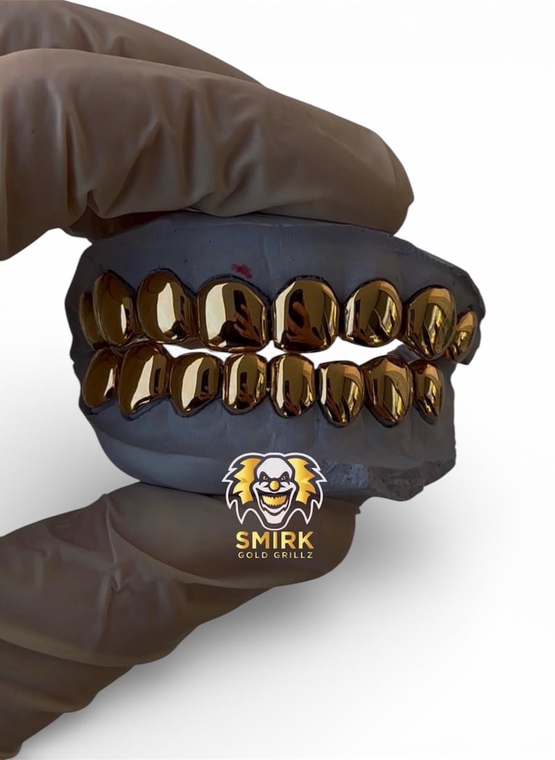 SmirkGoldGrillz Exclusive: Gold Substitute Miami Perm Cut Grillz image 7