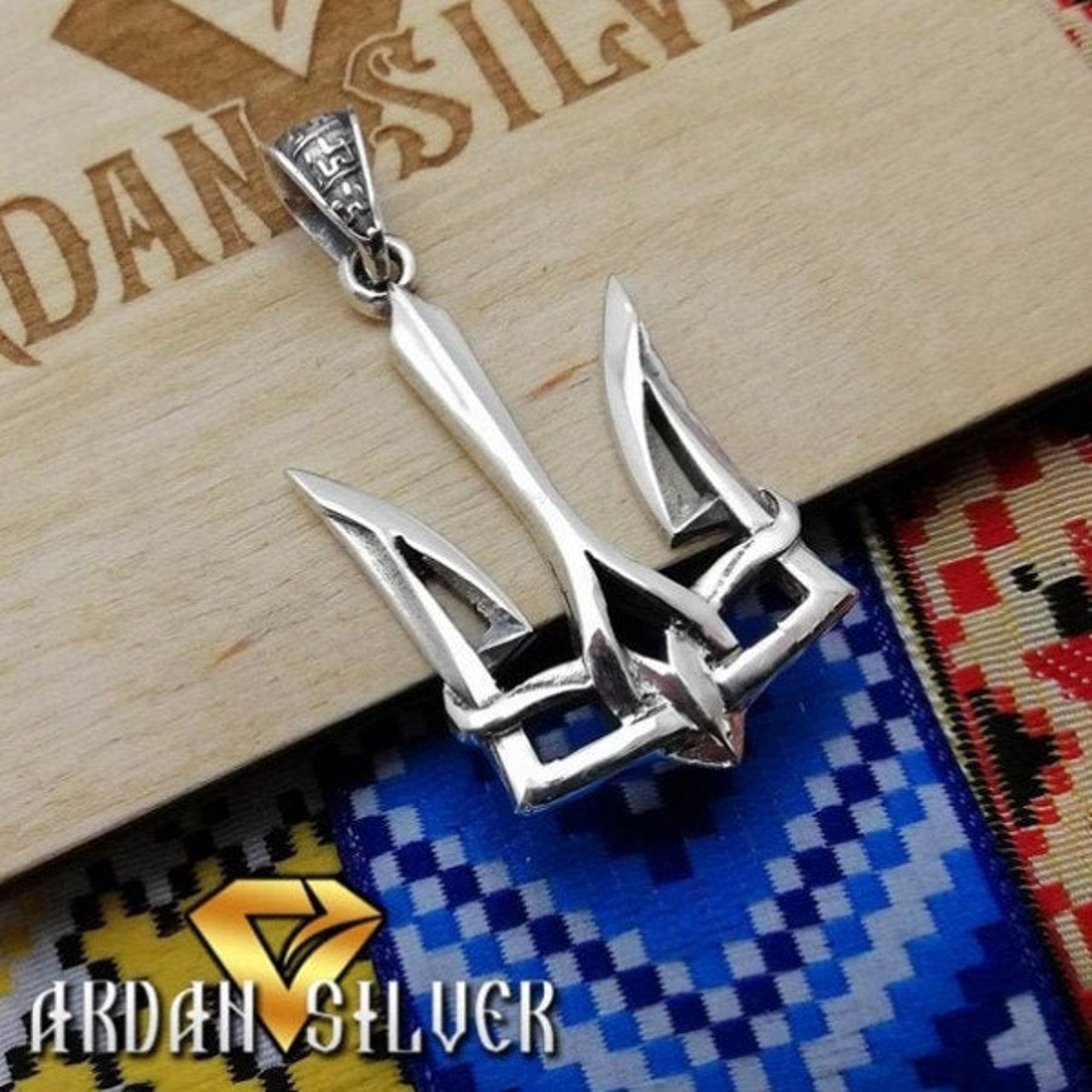 Tryzub Pendant Ukraine Necklace Ukrainian Trident Sterling Etsy