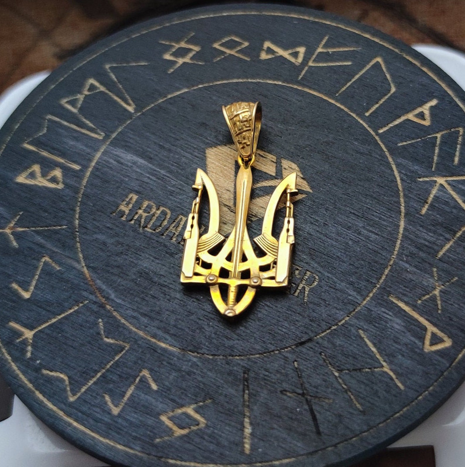 Tryzub Pendant Ukraine Pendant Ukrainian Trident Bronze Etsy