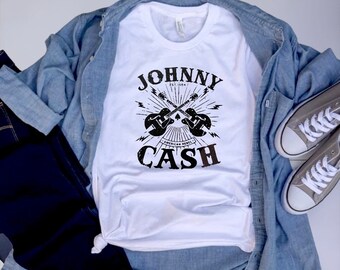 Johnny Cash Tee, Distressed Graphic Print