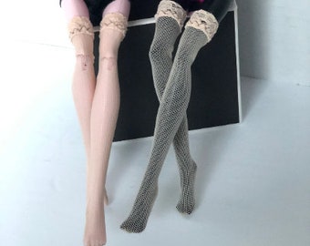 Thigh-high stockings will fit a petite slimline 11" doll.