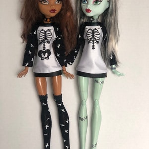 X Ray skeleton dress will fit Petite Slimline Fashion 17 inches Dolls and monster high doll, Ever after high