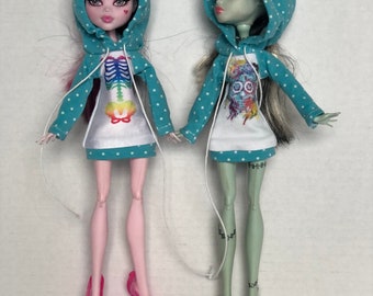 Hoodie dress will fit petite slimline 11" dolls.