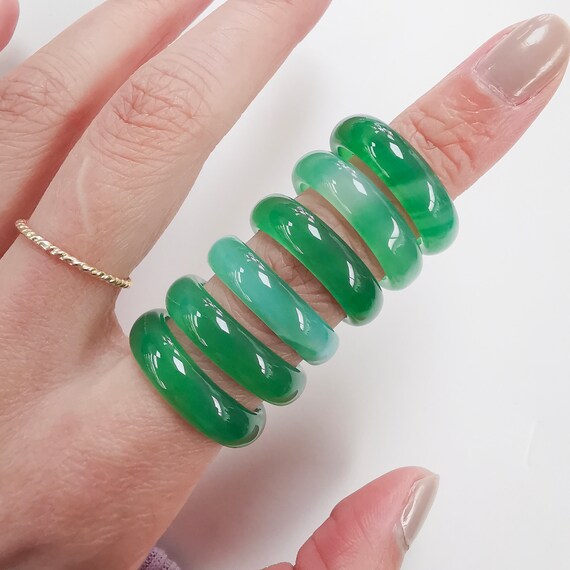 Real Natural Agate /Gem Stone Ring Bands 6mm Wide 15 Sizes/14 Colors Unisex Midi Real Natural Agate /Gem Stone Ring Bands 6mm Wide 15 Sizes/14 Colors Unisex Midi