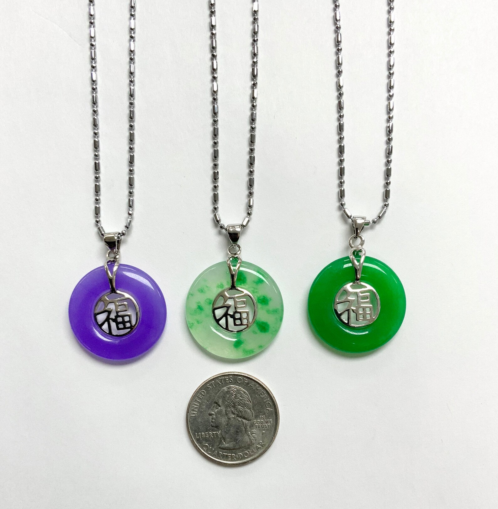 Good Fortune and Good Luck Jade Necklace Fu Jade Circle Donut Etsy