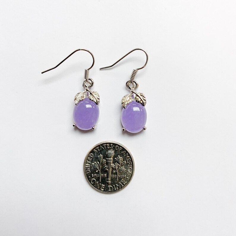 Purple Jade Earrings with Leaf Detail Etsy