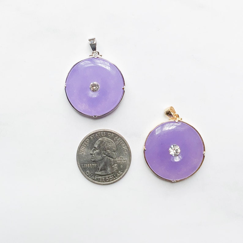 Genuine Purple and Green Jade Dragon and Phoenix Circle Necklace