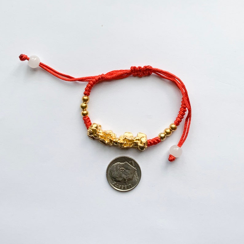 Double Miniature Goldplated Pixiu Red String Bracelet Etsy