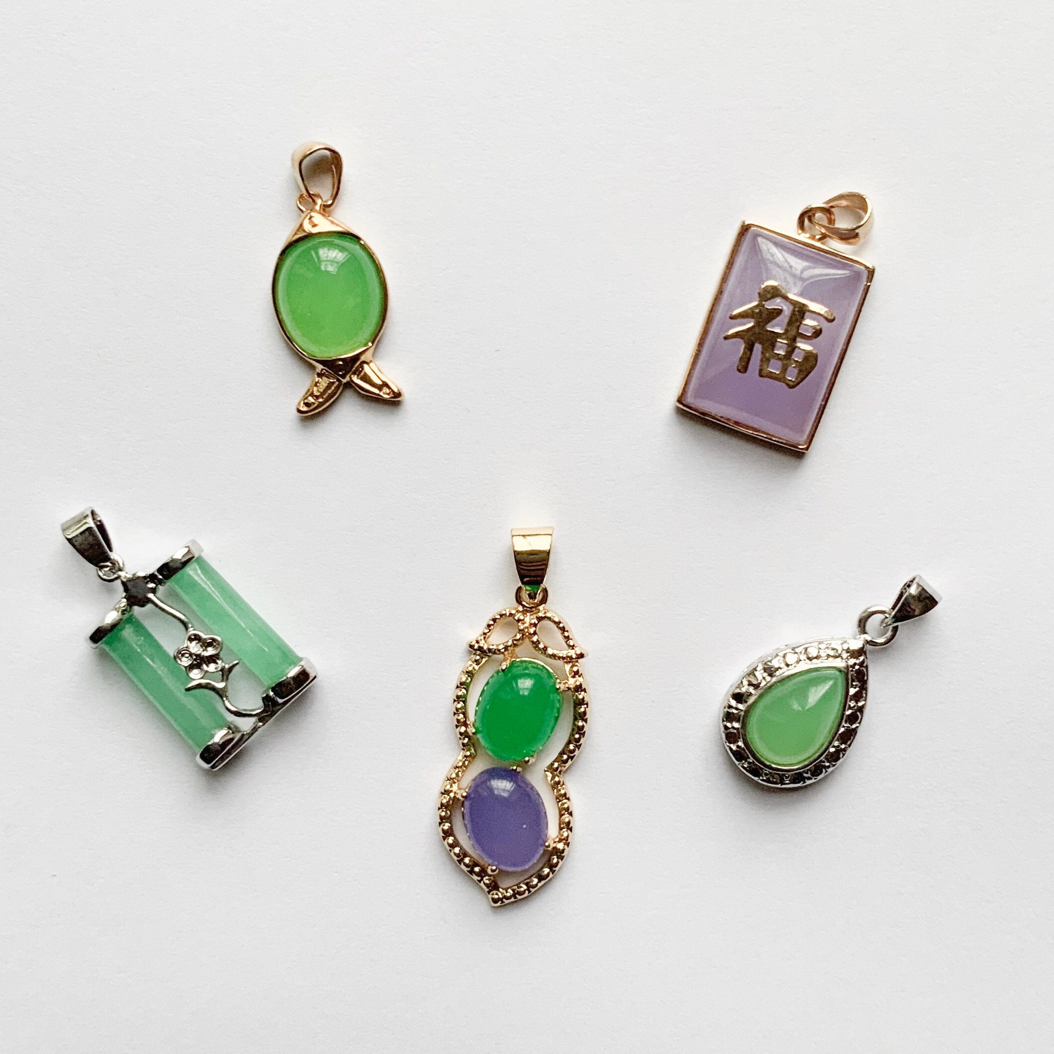 Dainty Genuine Goldplated Jade Charm Pendants for DIY Jewelry Etsy