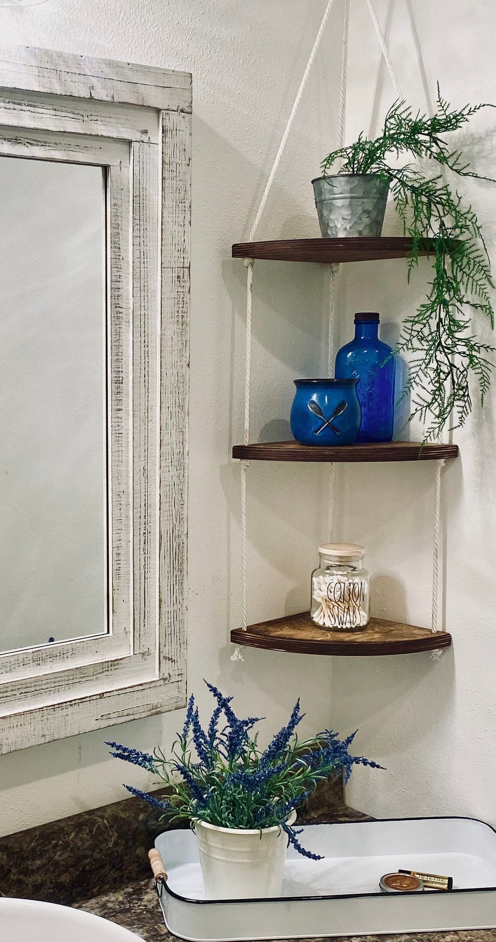 Boho Decor Plant Hanger Corner Shelf Floating Shelf 3 Etsy