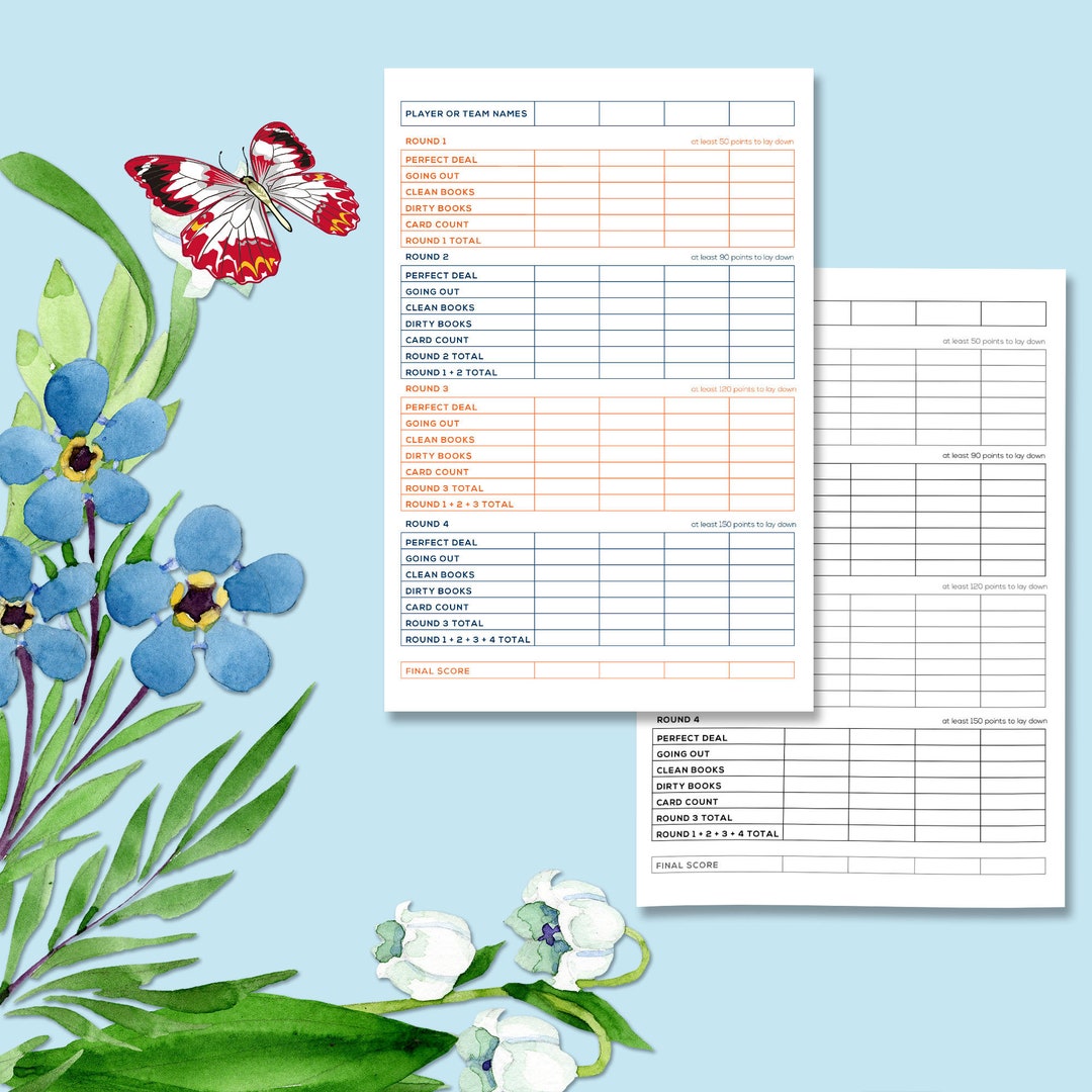 Hand Foot Card Game,game Score Tracker,hand and Foot Game,hand and Foot