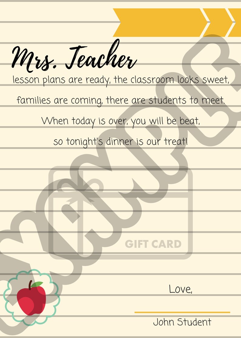 EDITABLE & PRINTABLE Teacher Gift Card Holder Back to School - Etsy