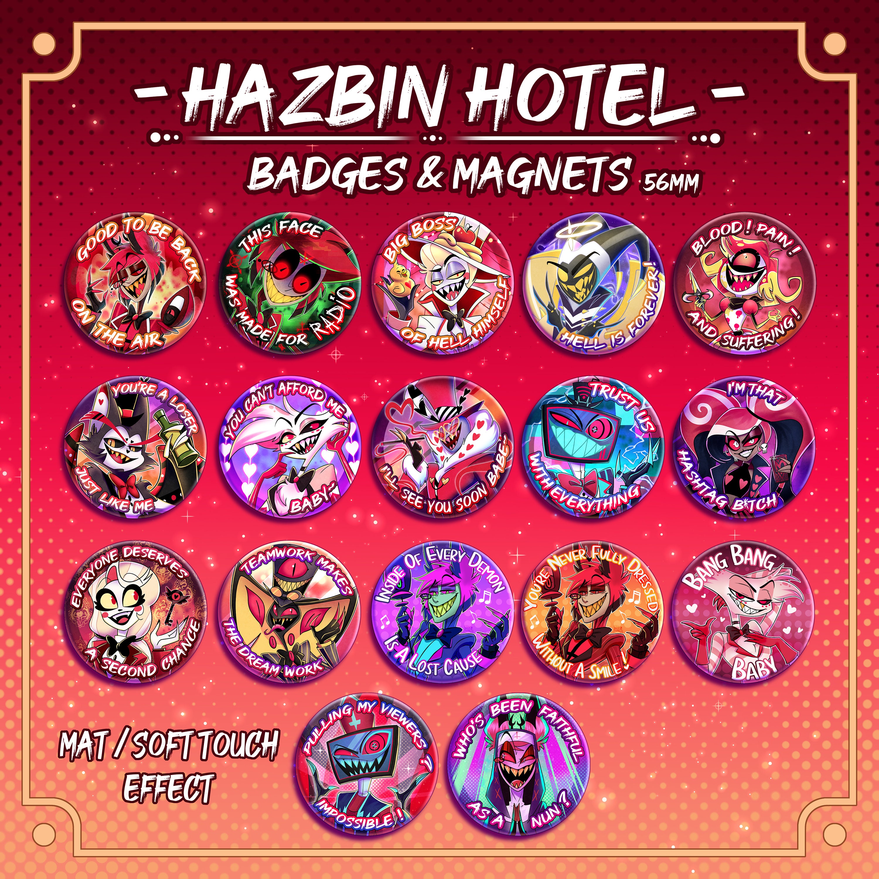 HAZBIN HOTEL Buttons Badges (Pins) & Magnets