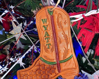 Custom Leather Cowboy Boot Ornament