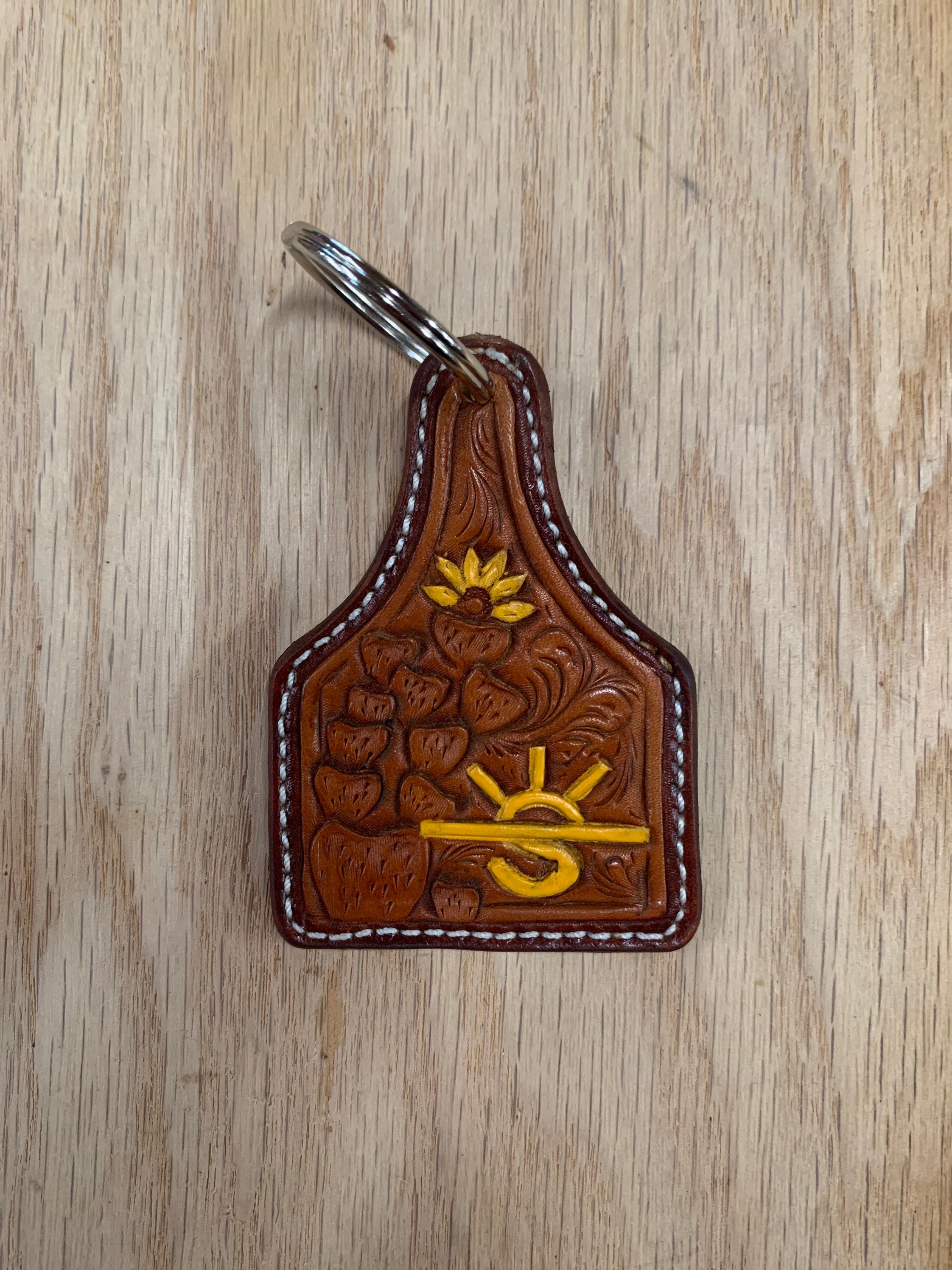 Handmade Leather Ear Tag Key Chains Personalized with your Etsy