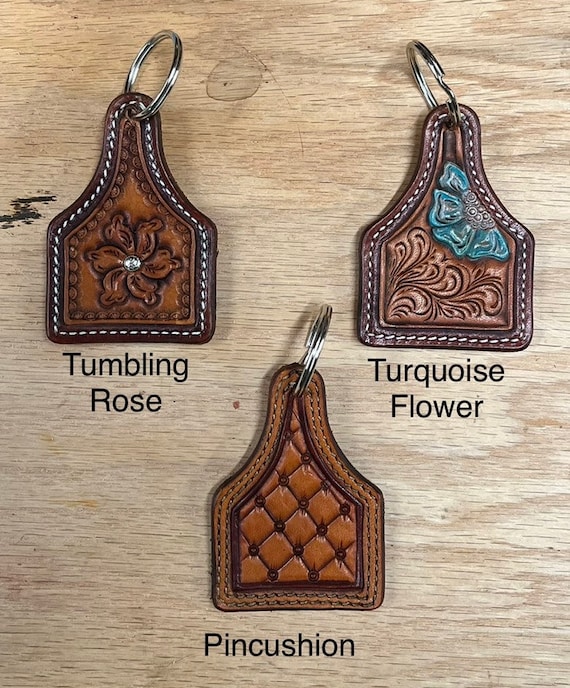 Handmade Leather Cowtag Keychains