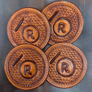 Custom Leather Coasters with brand or initials
