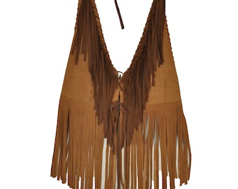 Artisanal Leather Fringe Bustier | Ninki Craftworks