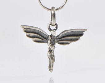 Silver Angel necklace , little angel charm in 925 sterling silver