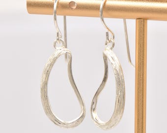 Organic Silver Dangle Earrings with Soft Droplet Shape