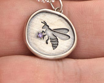 Bee Pendant with Zircon Stone in 925 Sterling Silver