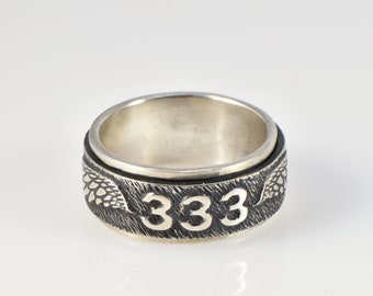 Angel number 333 spinning silver ring