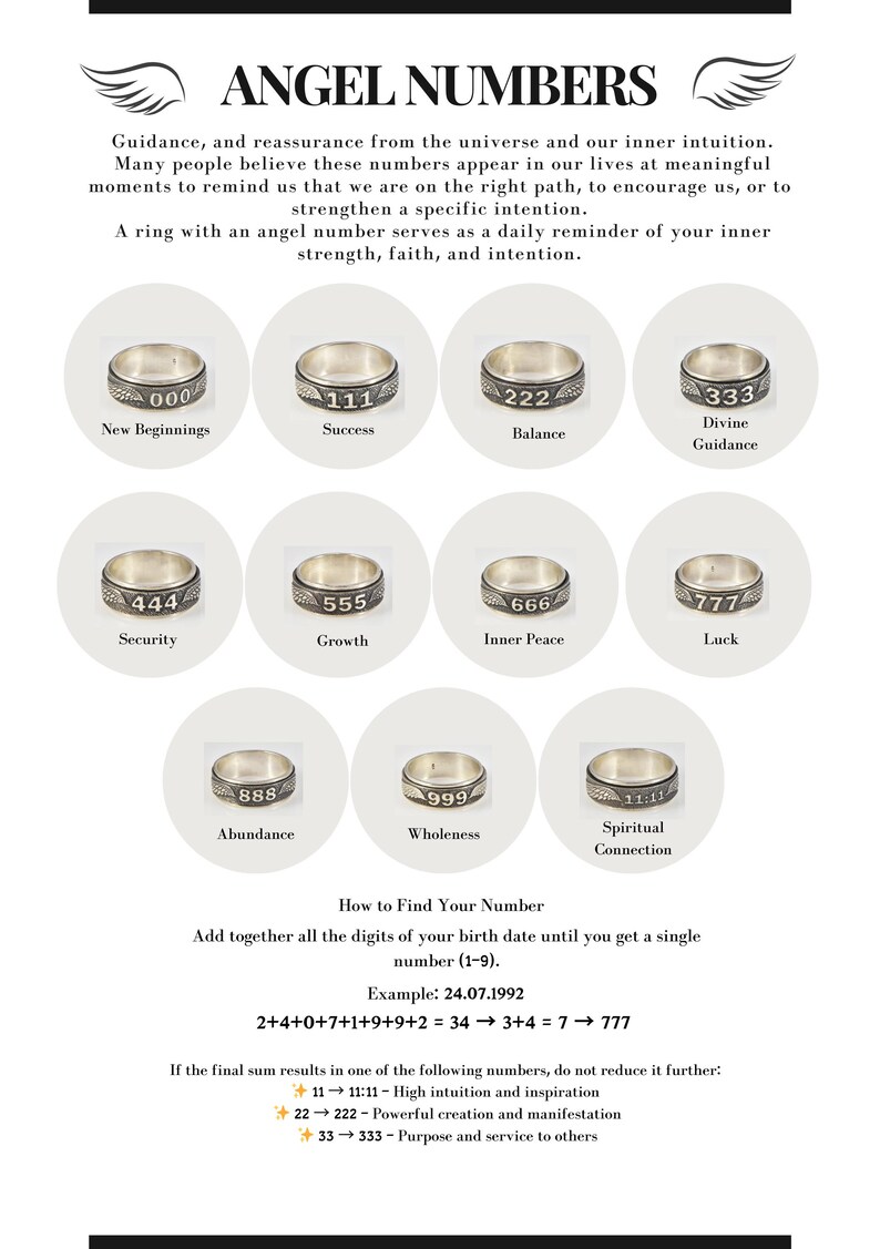 Angel number 999 spinning silver ring image 5