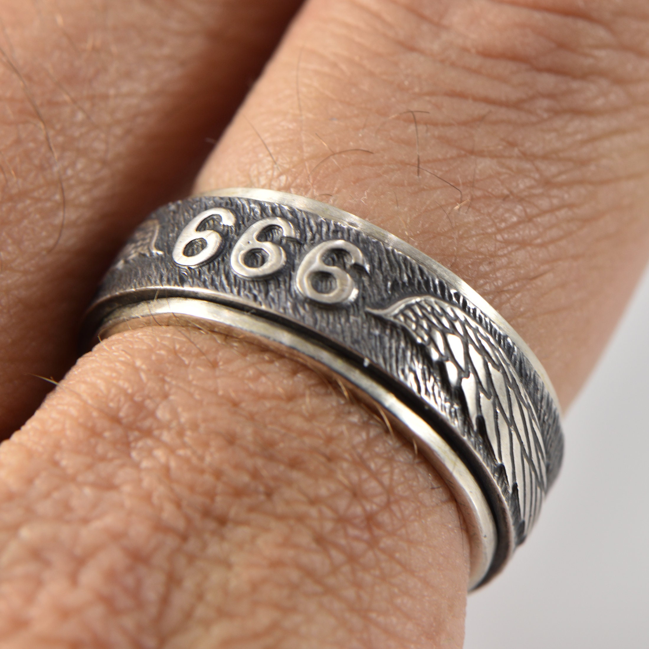 Angel Number 666 Spinning Silver Ring - Etsy