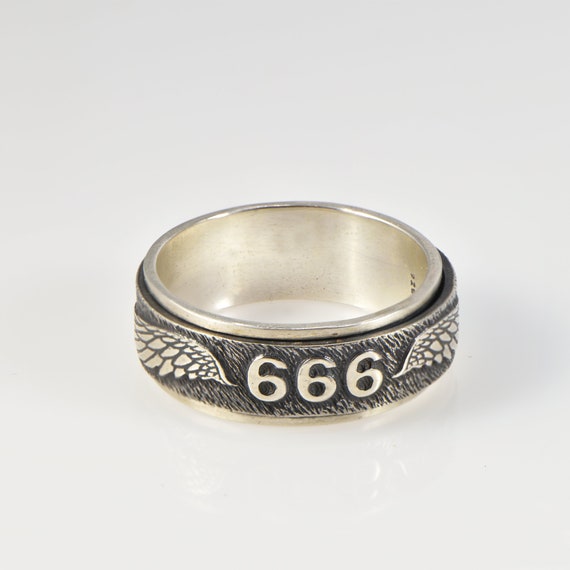 Angel Number 666 Spinning Silver Ring - Etsy