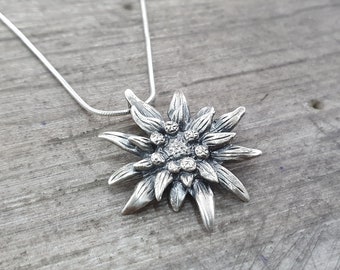Edelweiss silver pendant