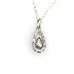 Silver Half Avocado Charm – Oxidized & Sculpted in Semi-Realistic Style
