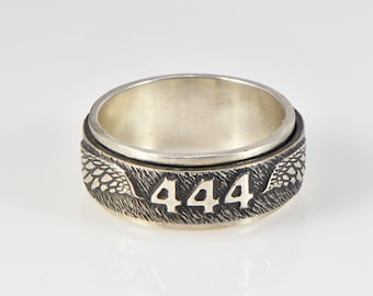Angel number 444 spinning silver ring