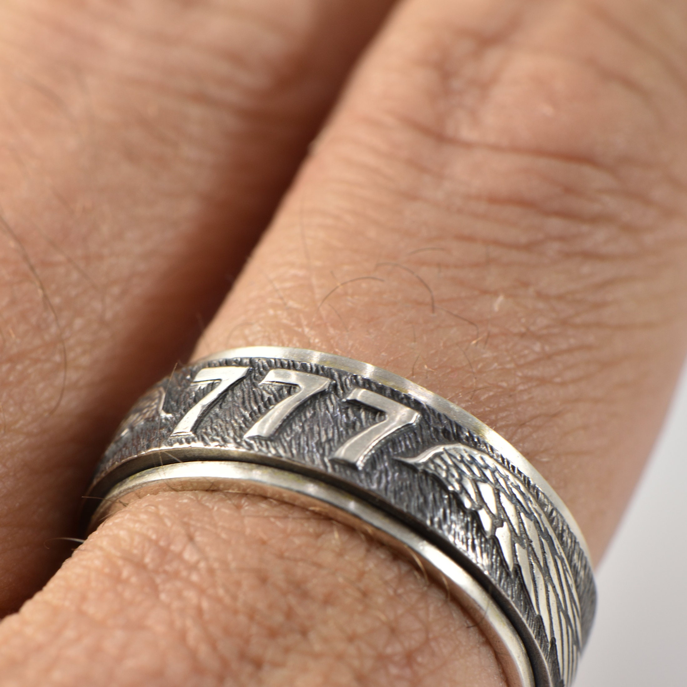 ビール様　複数御購入価格　リング2点　silver925 Angel Number 777 Spinning Silver Ring - Etsy