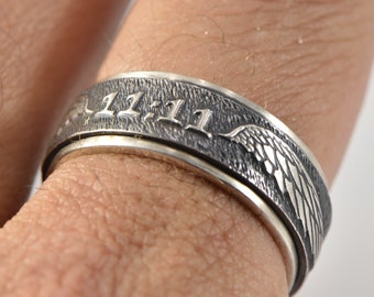 Angel number 11:11 spinning silver ring