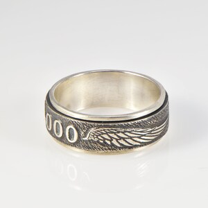 Angel number 000 spinning silver ring image 3