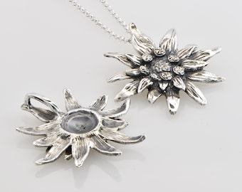 Edelweiss silver pendant