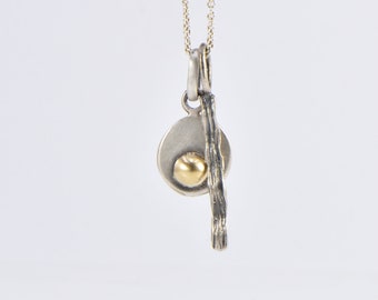 Egg & Bacon 925 silver pendant with 9k solid gold