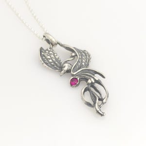 Silberanhänger Phönix mit Rubin