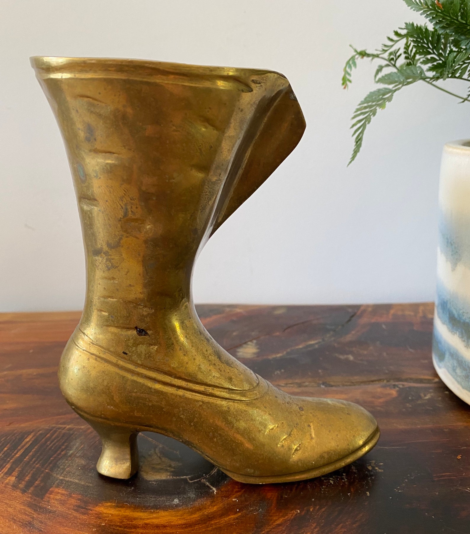 Vintage Victorian Brass Boot Etsy