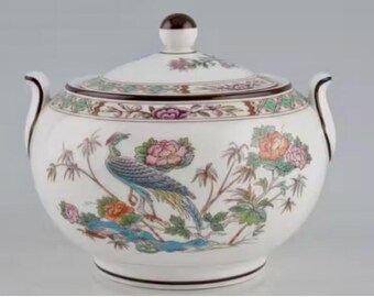 Sockerskål med lock Kutani Crane Wedgwood 1980-tal