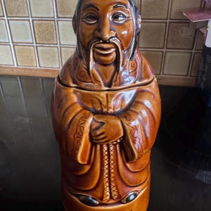 Vintage PEK/P&K Ceramic Oriental Man Tea Caddy