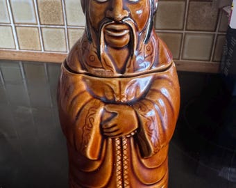 Vintage PEK/P&K Ceramic Oriental Man Tea Caddy