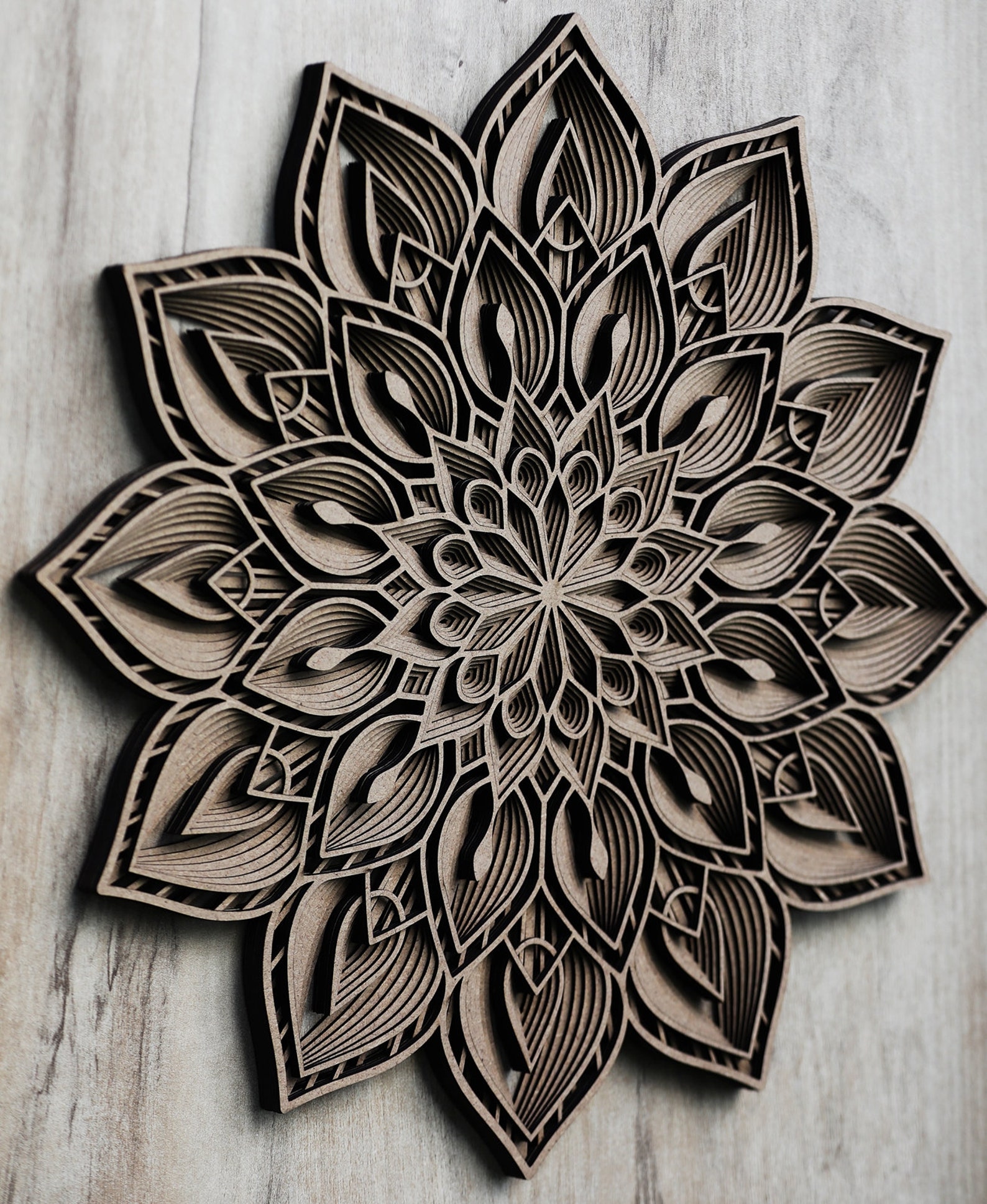 Tulip mandala wooden wall decor Etsy
